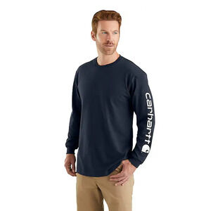 Carhartt Men's Loose Fit Heavyweight Long-Sleeve Logo Graphic T-Shirt Navy 2XL